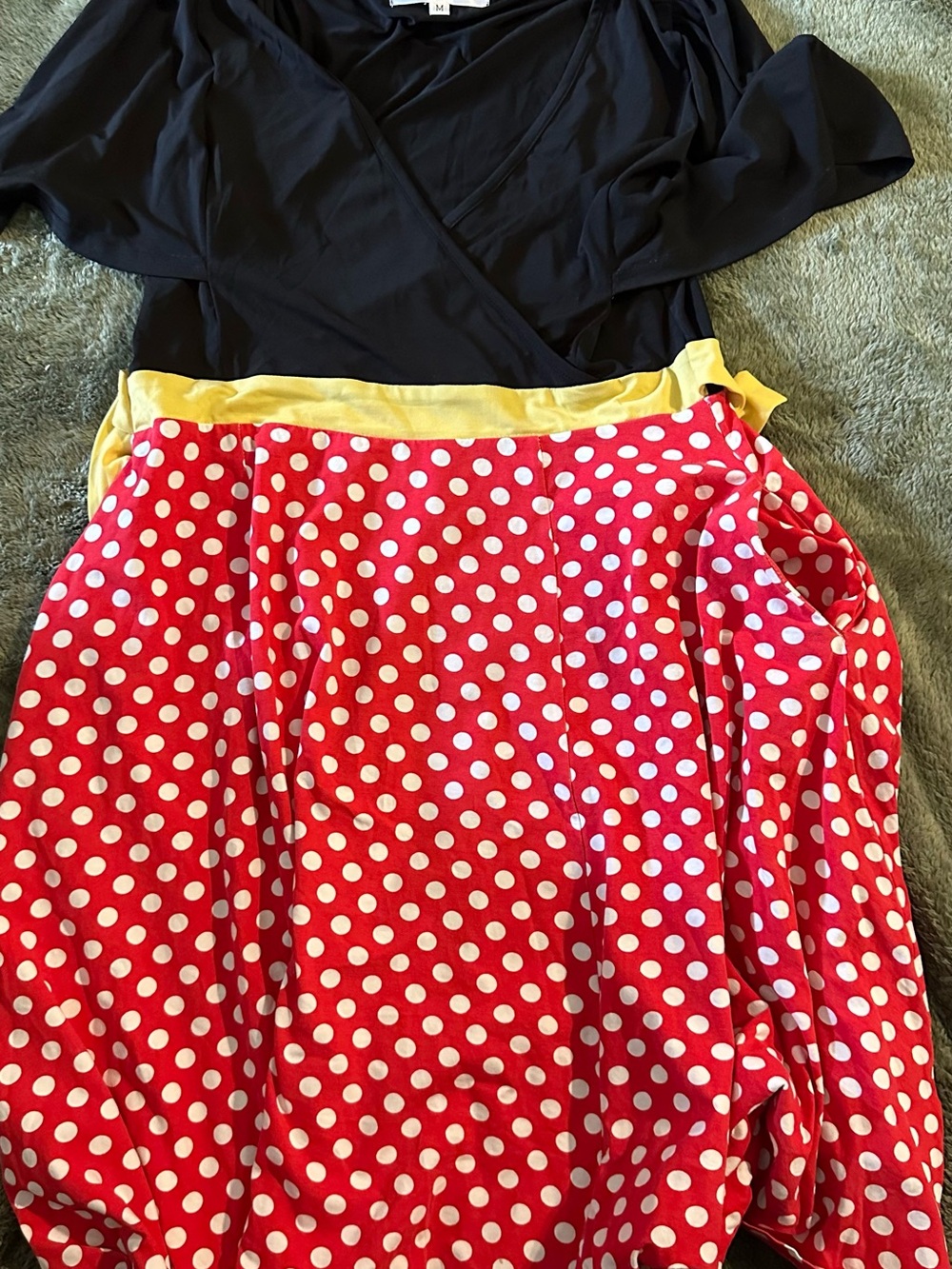Minnie Mouse Bounding. Polka Dot Red Circle Skirt with White Dots